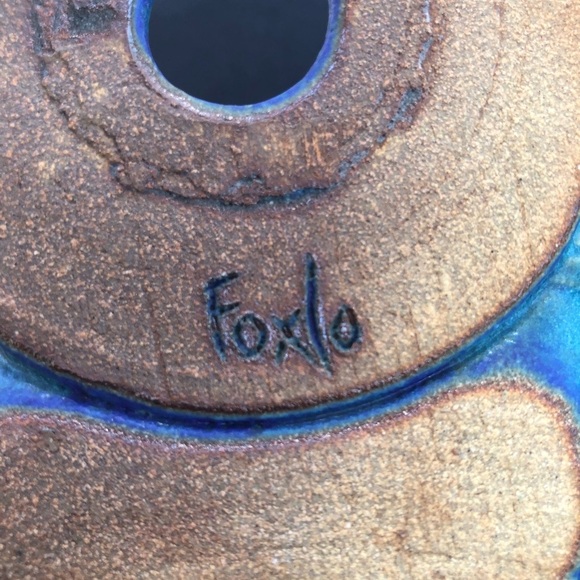 Foxlo Studio Pottery of California Wall Pocket Vase Planter Artist Signed - Picture 9 of 10